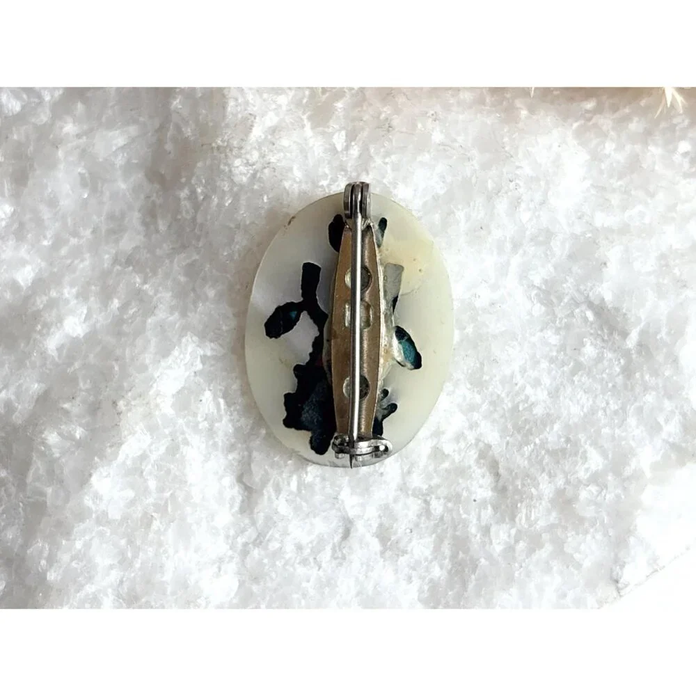 Zuni Inspired Gahn Dancer Oval Hand Crafted Vintage Costume Jewelry Brooch